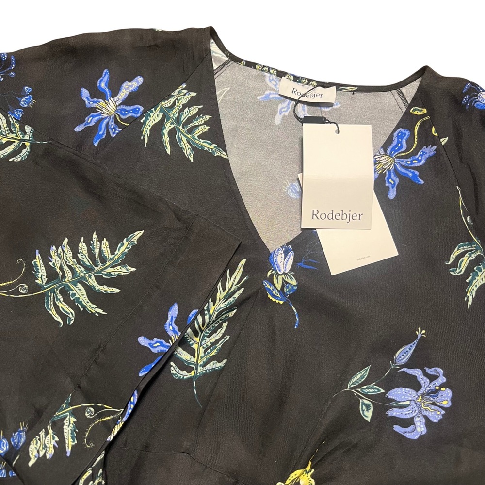 NWT Women's Rodebjer Cirocco Open Air Black Floral Maxi Dress Medium